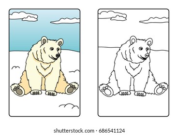 Coloring page book - Polar bear