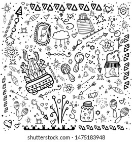 Coloring Page Book Set Happy Mexican Stock Vector (Royalty Free