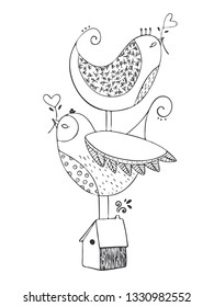 coloring page book vector bird