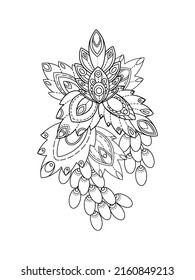 Página de coloreado con elemento botánico. Ilustración vectorial en un estilo de línea