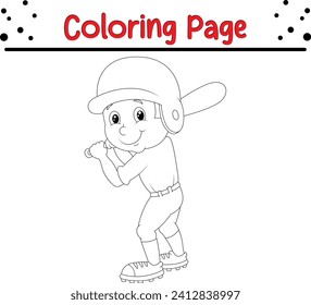 Niño de la página de color jugando al béisbol