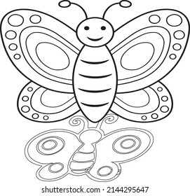 Coloring Page Butterflies Flowers Stock Vector (Royalty Free ...