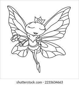 Coloring page - Butterflies with flowers.