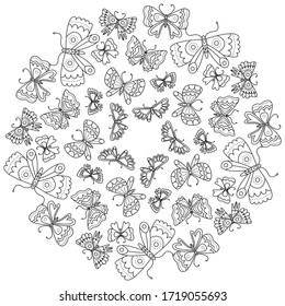 Coloring Page Butterflies Flowers Adult Older Stock Vector (Royalty ...