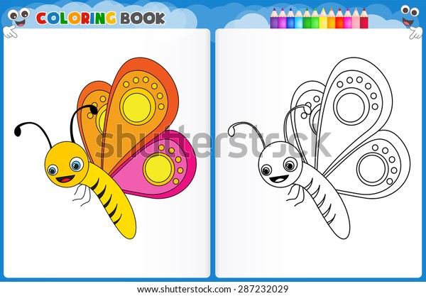 coloring page butterfly colorful sample printable stock vector royalty