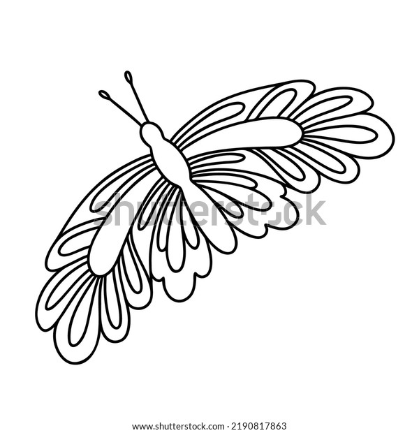 Coloring Page Butterfly Vector Outline Illustration Stock Vector