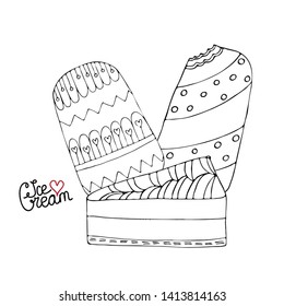 Coloring page with cake, cupcake, candy and other dessert. Sweet dessert coloring book. Vector isolated dessert.