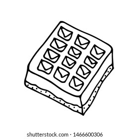 Coloring page with cake, cupcake, candy and other dessert. Sweet dessert for coloring book or page. Vector isolated dessert.