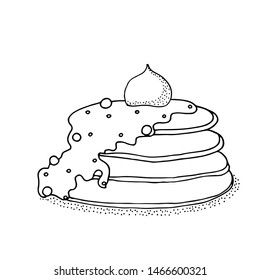 Coloring page with cake, cupcake, candy and other dessert. Sweet dessert for coloring book or page. Vector isolated dessert.