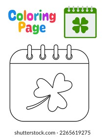 Coloring page with Calendar with Clover for kids