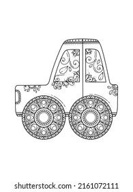 Coloring page with a car. Vector illustration in a line style