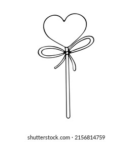 Coloring page caramel candies. Holiday sweets. Lollipop on a stick. Hand drawn vector doodle illustration. Coloring book for children and adults. Black and white sketch line art.