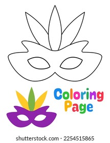 Coloring page with Carnival Mask for kids