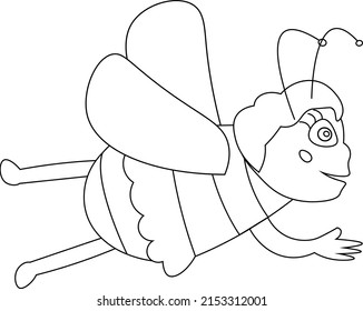 COLORING PAGE- CARTOO CHARACTER BUTTERFLY FROM SIDE FLYING