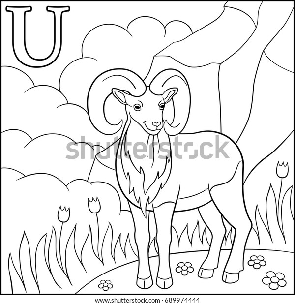 Coloring Page Cartoon Animals Alphabet U Stock Vector (Royalty Free ...