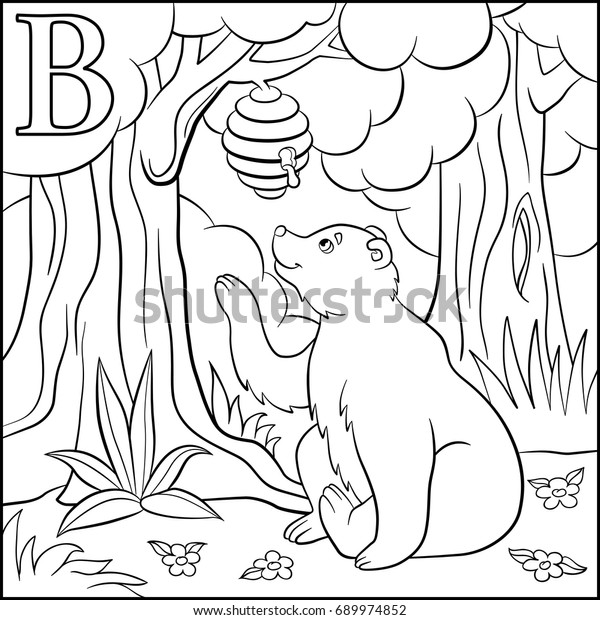 Coloring Page Cartoon Animals Alphabet B Royalty Free Stock Image