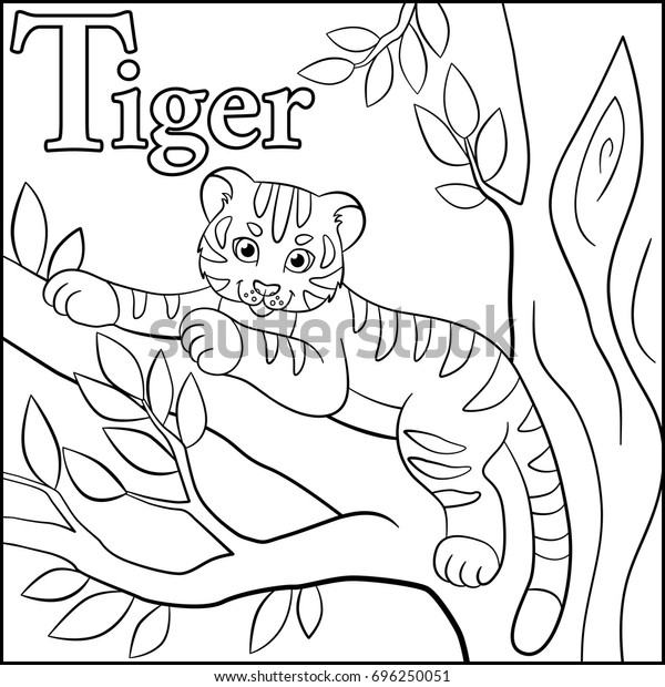 Coloring Page Cartoon Animals Alphabet T Stock Vector (Royalty Free