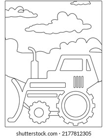 Coloring Page Of cartoon . Construction vehicles. Coloring book for kids.Outline