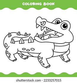 Coloring Page With Cartoon Crocodile