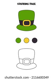 Coloring page with cartoon green hat. Worksheet for children.