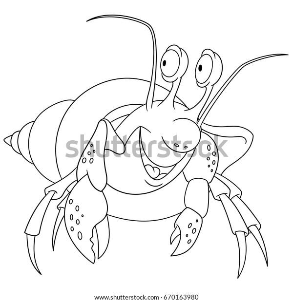 Coloring Page Cartoon Hermit Crab Shell Stock Vector (Royalty Free