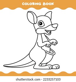 Coloring Page With Cartoon Kangaroo