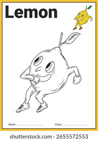 Una página para colorear con un limón de dibujos animados