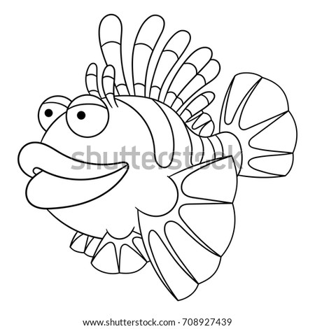 Coloring Page Cartoon Lionfish Coloring Book Stock Vector (Royalty Free