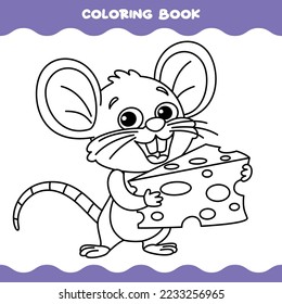 Coloreando la página con el ratón de dibujos animados