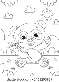Coloring Page With Cartoon Panda for kids