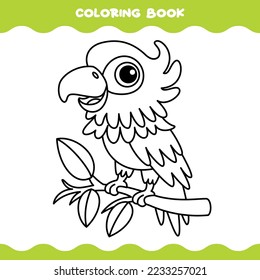 Coloring Page With Cartoon Parrot