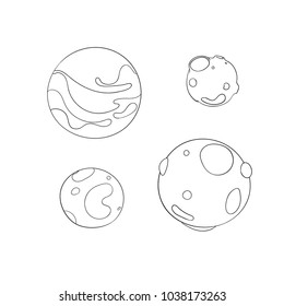 Coloring page of cartoon planet. Vector illustration, coloring book for kids.
