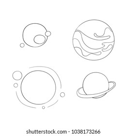 Coloring page of cartoon planet. Vector illustration, coloring book for kids.
