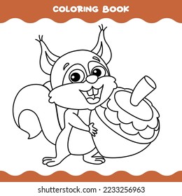 Coloring Page With Cartoon Squirrel