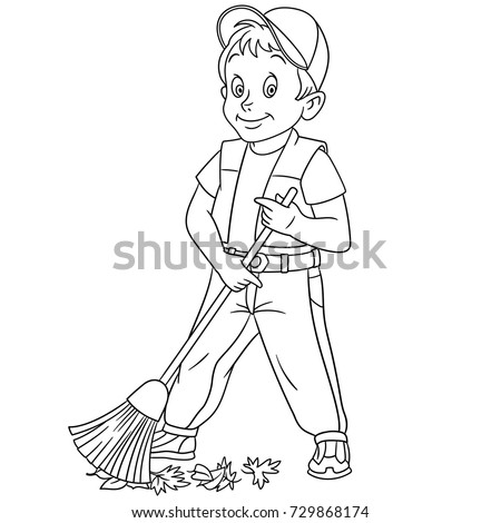 Download Coloring Page Cartoon Street Cleaner Sweeper Stock Vector (Royalty Free) 729868174 - Shutterstock