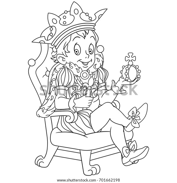 Coloring Page Cartoon Young King Prince Stock Image Download Now