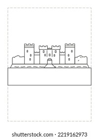 coloring page with a castle