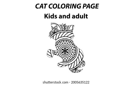 Coloring page - cat for adults kids antistress