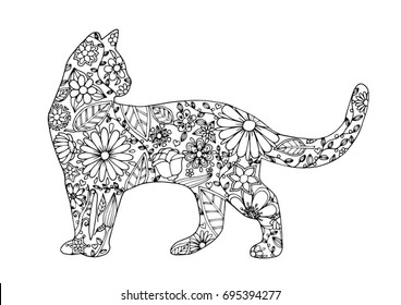 Coloring page - cat for adults kids antistress