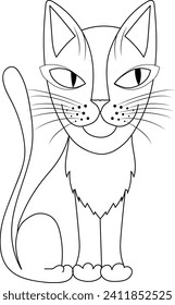 Coloring page cat sitting. Vector illustration. Children's coloring book of a cat.
