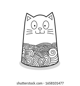 página de color, vector de gato con contorno abstracto