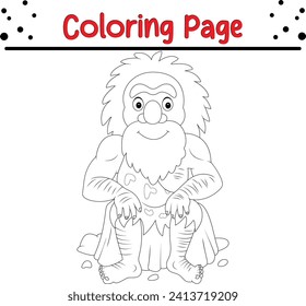 Coloring page caveman for kids and adult