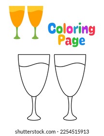 Coloring page with Champagne Glasses for kids