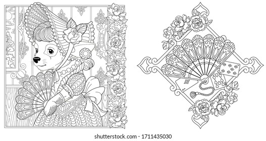 Girl Flowers Antistress Coloring Page Images Stock Photos Vectors Shutterstock