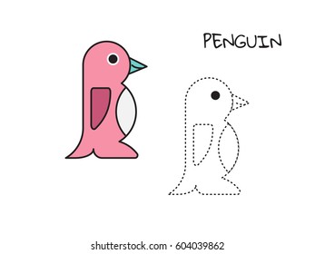 coloring page for childre with penguin