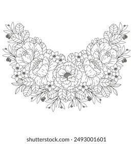 Coloring page for children and adults. Flowers.