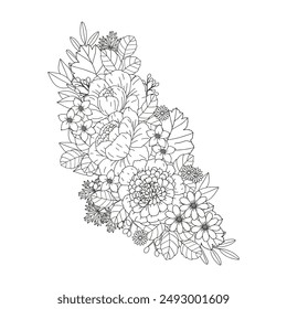 Coloring page for children and adults. Flowers.