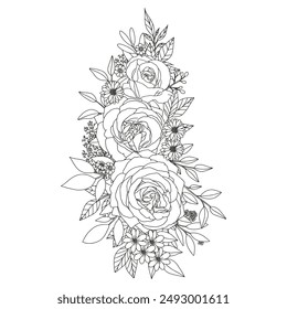 Coloring page for children and adults. Flowers.