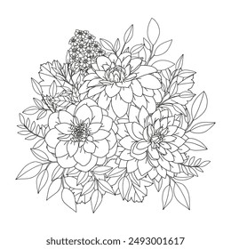 Coloring page for children and adults. Flowers.