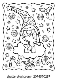 
Coloring page for children and adults. Nice gnome. Christmas. Christmas coloring book. Kawaii. New Year.